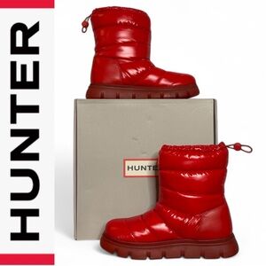 HUNTER MARIBEL INSULATED WATERPROOF MEDIUM RED WOMENS SNOW BOOTIE **NIB**